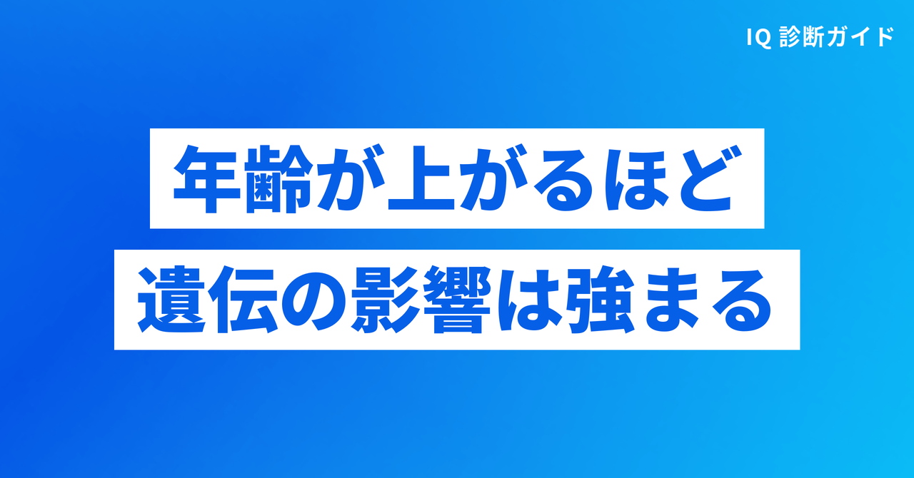 年齢が上がるほど遺伝の影響は強まる（IQ 遺伝）